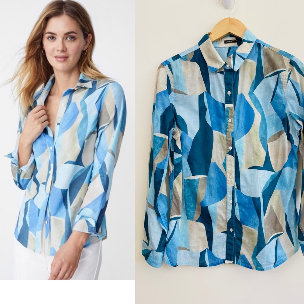 J. McLaughlin Lois Top, in Mini Mod Puzzle Print, EUC